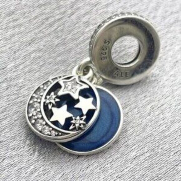 Pandora Moon & Blue Sky Dangle Charm - Picture 2 of 5